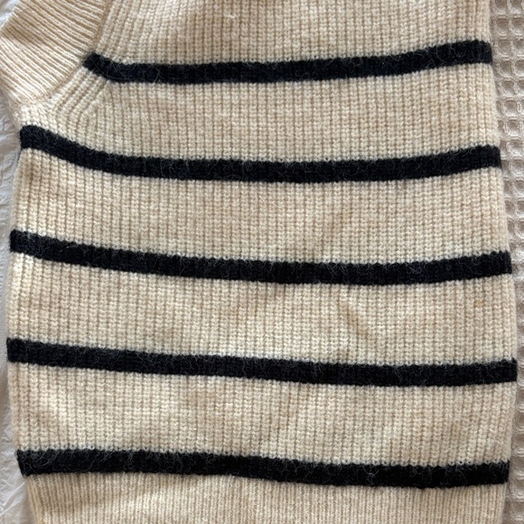 Cider Cream and Black Striped Zip-Up Sweater Vest - Picture 2 of 2